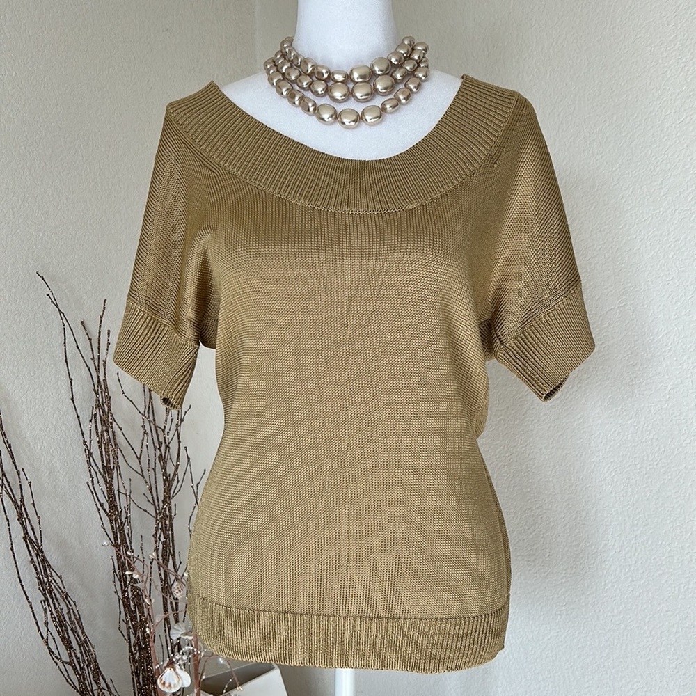 Banana Republic Gold Metallic Knit Top